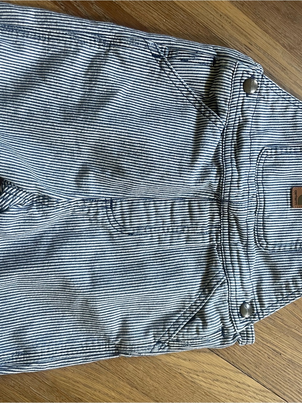 Carhartt Navy & White Striped Denim Shorts